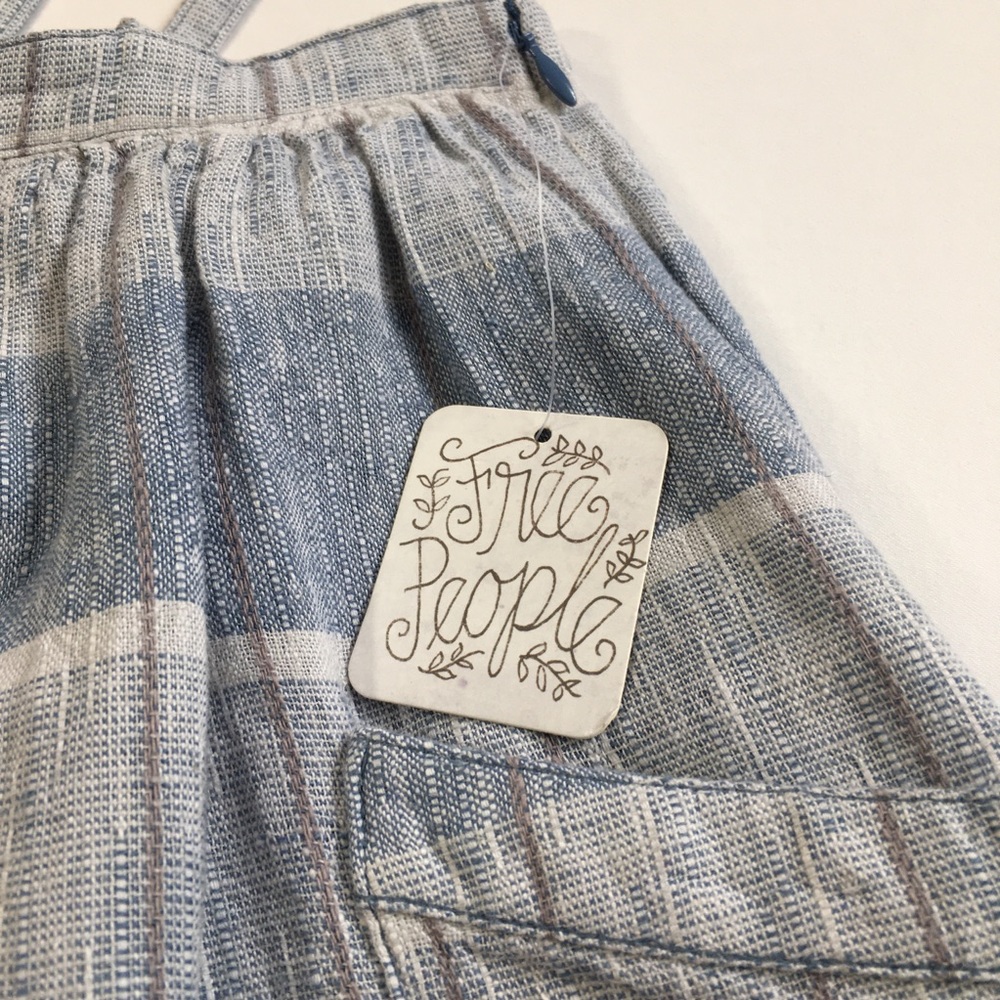 FREE PEOPLE Suspender Checkered Blue Skirt - Picture 7 of 14